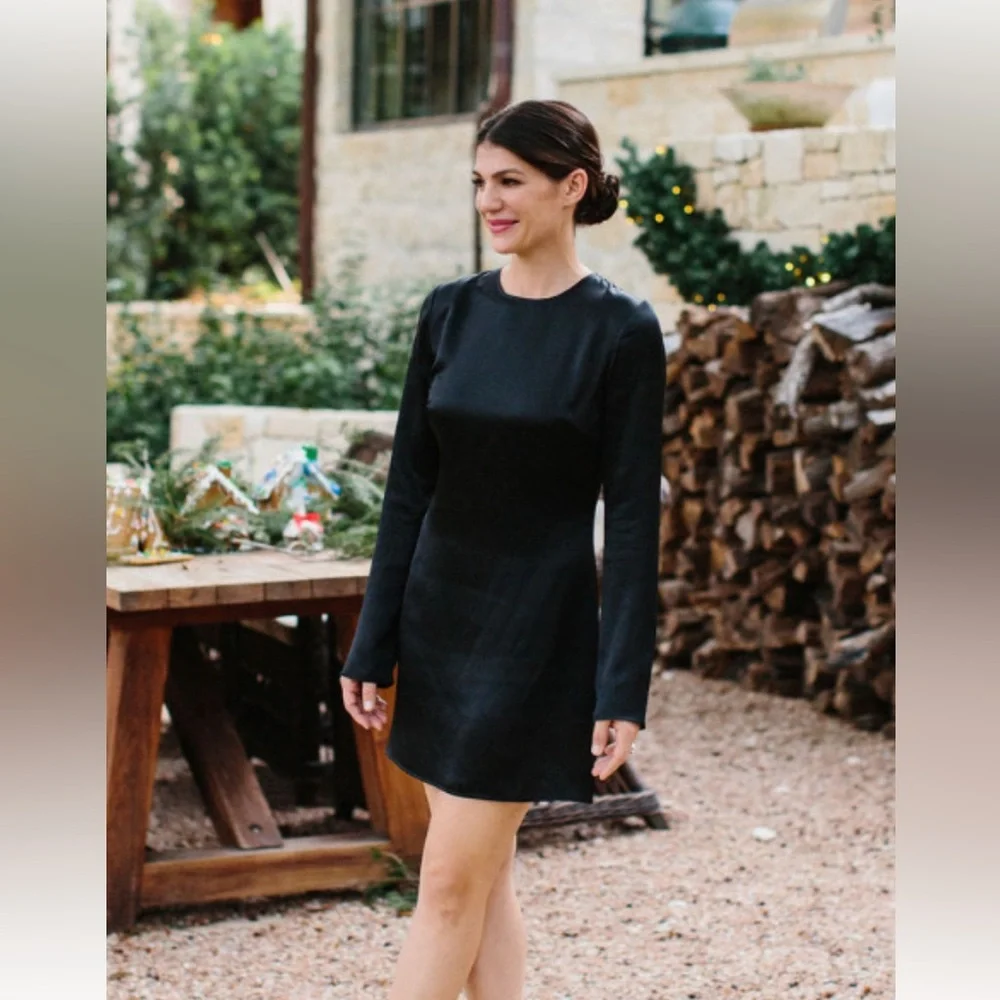 SOLD ✨Silk black mini Reformation dress - Picture 1 of 5